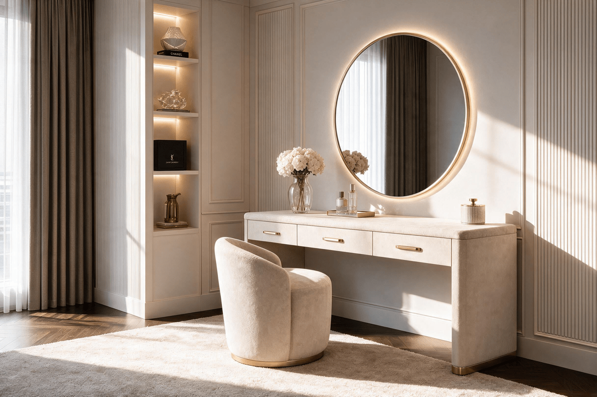 Dressing table · R9403 / Mirror · R9404 — Collection interior
