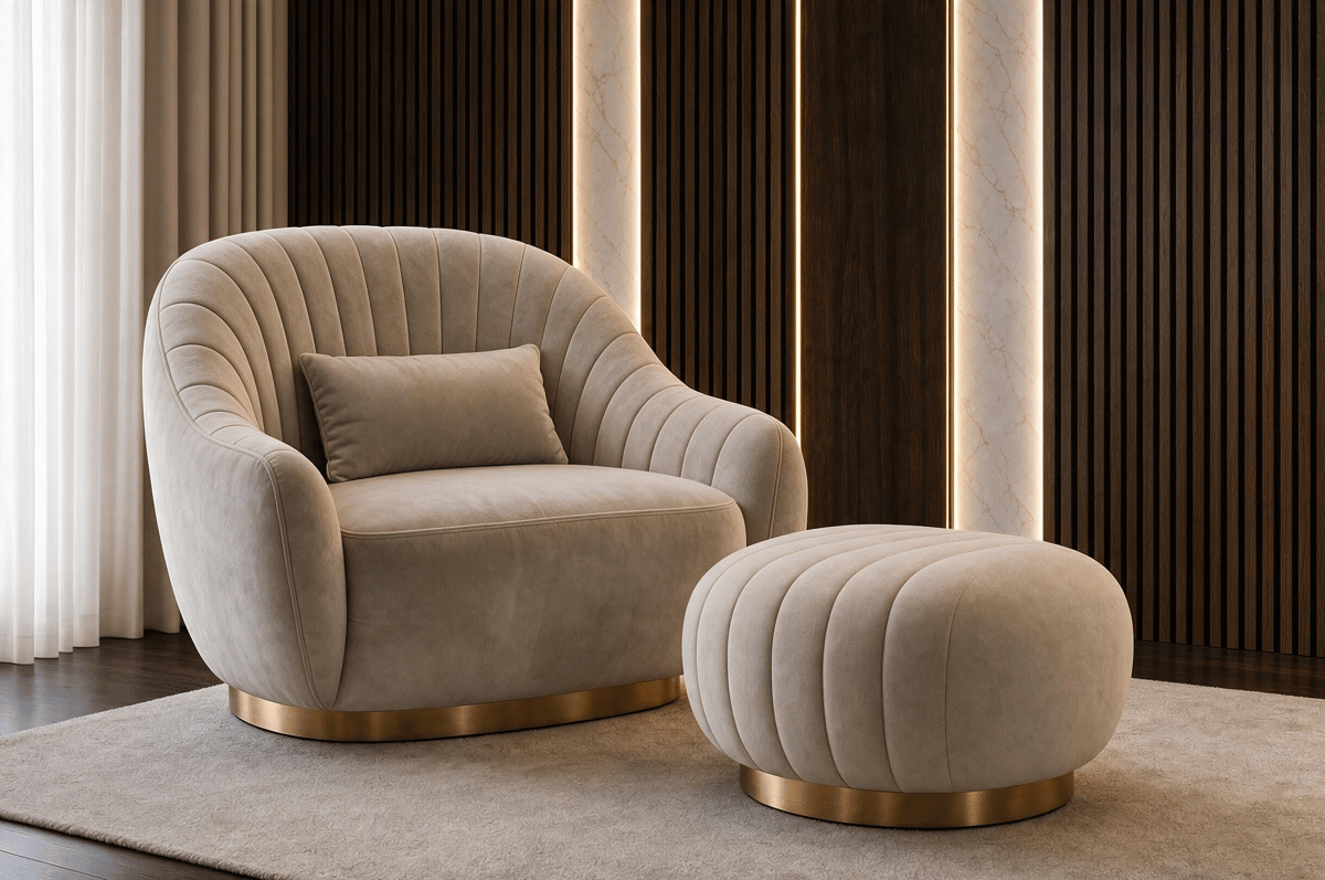 Bedroom armchair · R9607 / Armchair ottoman · R9608 — Collection interior